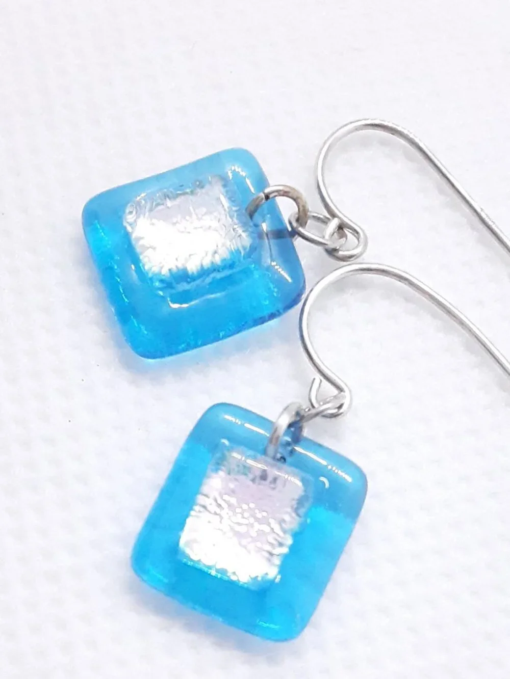 Summer Bright NEW ocean blue glass French wire earrings